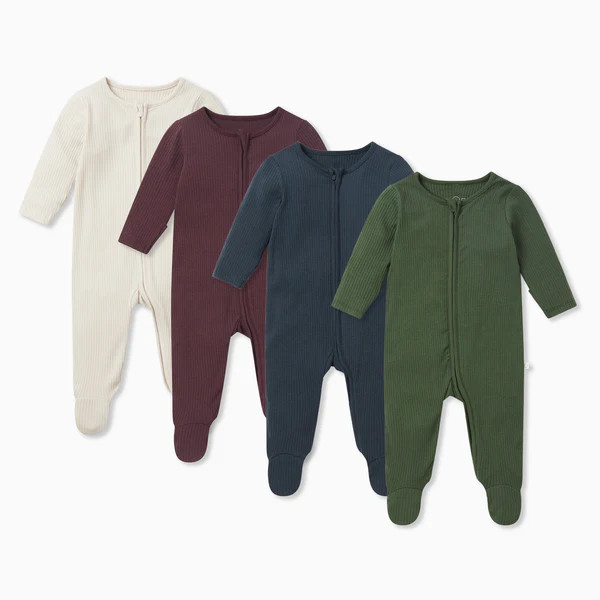 Ribbed Clever Zip Sleepsuit 4 Pack | Baby Mori