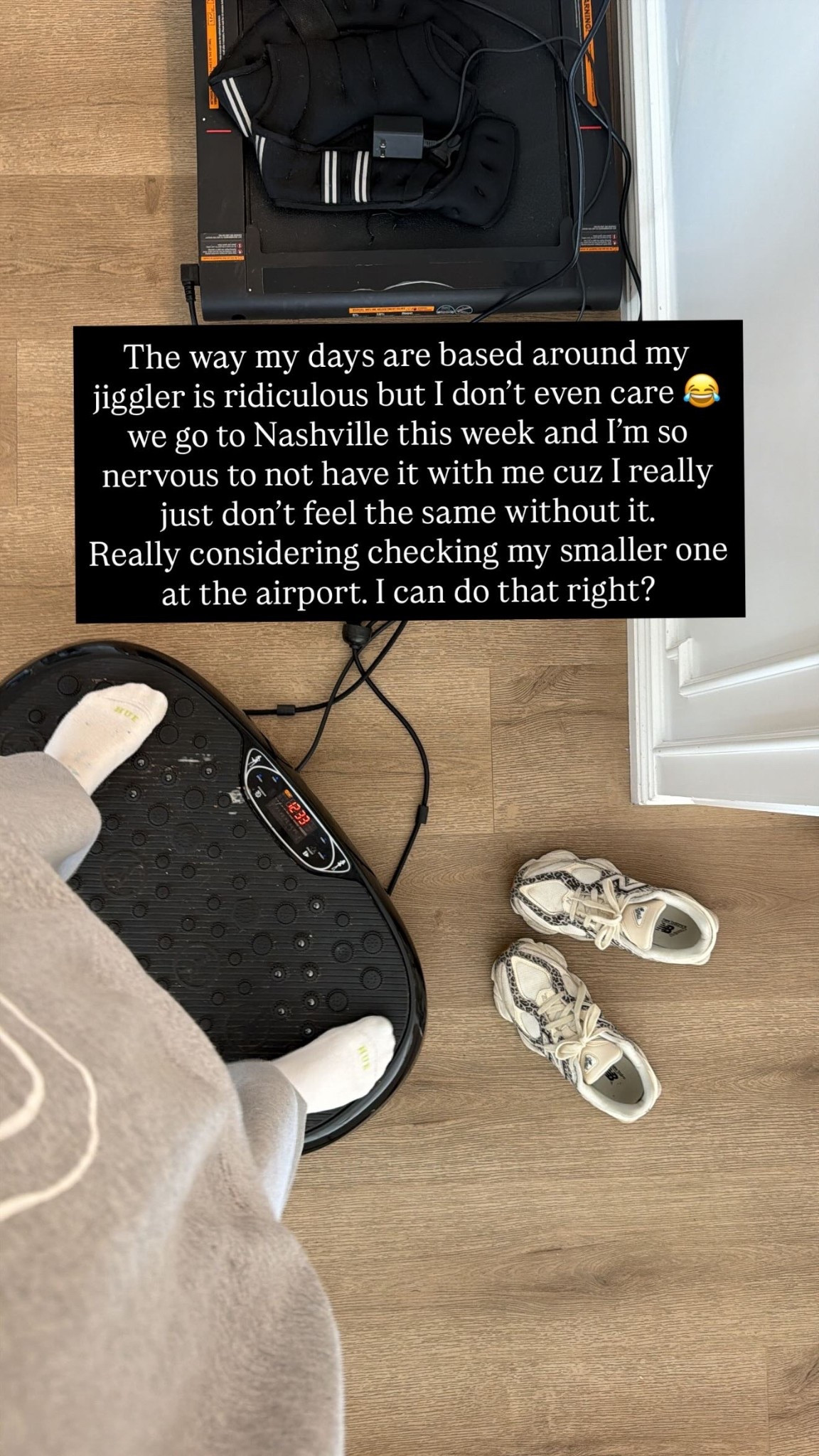 The way my days are based around my jiggler is ridiculous but I don’t even care 😂 we go to Nashville this week and I’m so nervous to not have it with me cuz I really just don’t feel the same without it. 
Really considering checking my smaller one at the airport. I can do that right?