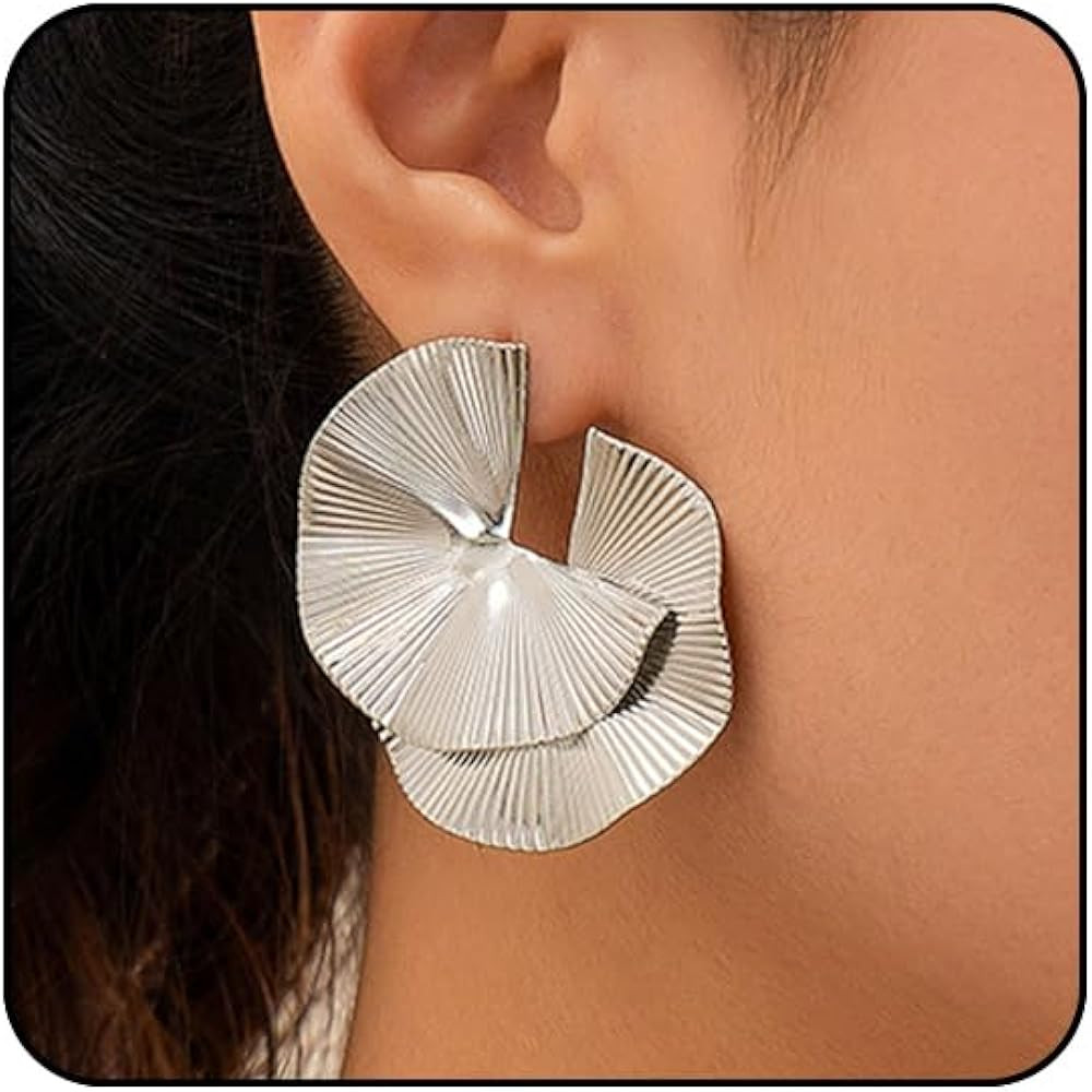 Chunky Gold Earrings for Women Trendy Silver Statement Earrings Gold Spiral Earrings Large Gold E... | Amazon (US)