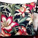 Artisan Pillows Indoor/ Outdoor 18-inch Black Hawaiian Hibiscus Floral Throw Pillow (Set of 2) | Amazon (US)