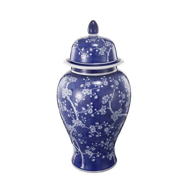 Indigo/White Ceramic 9.5-inch x 18-inch Ginger Jar | Bed Bath & Beyond