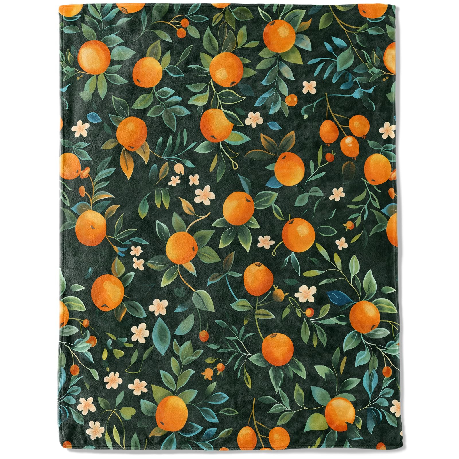 Oranges and Blossoms Flannel Blanket - Lightweight Soft Cozy Unique Gifts Blankets for Kids,Adult... | Amazon (US)