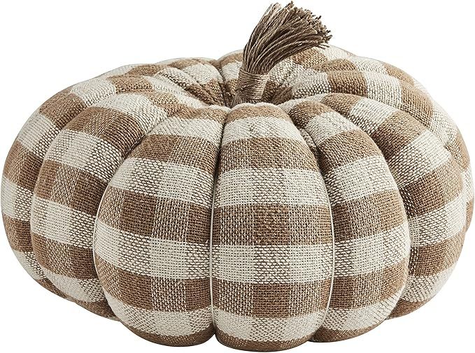 Mud Pie, Brown Check Pumpkin Table Sitter, Medium, 7 3/4" x 9" Dia | Amazon (US)