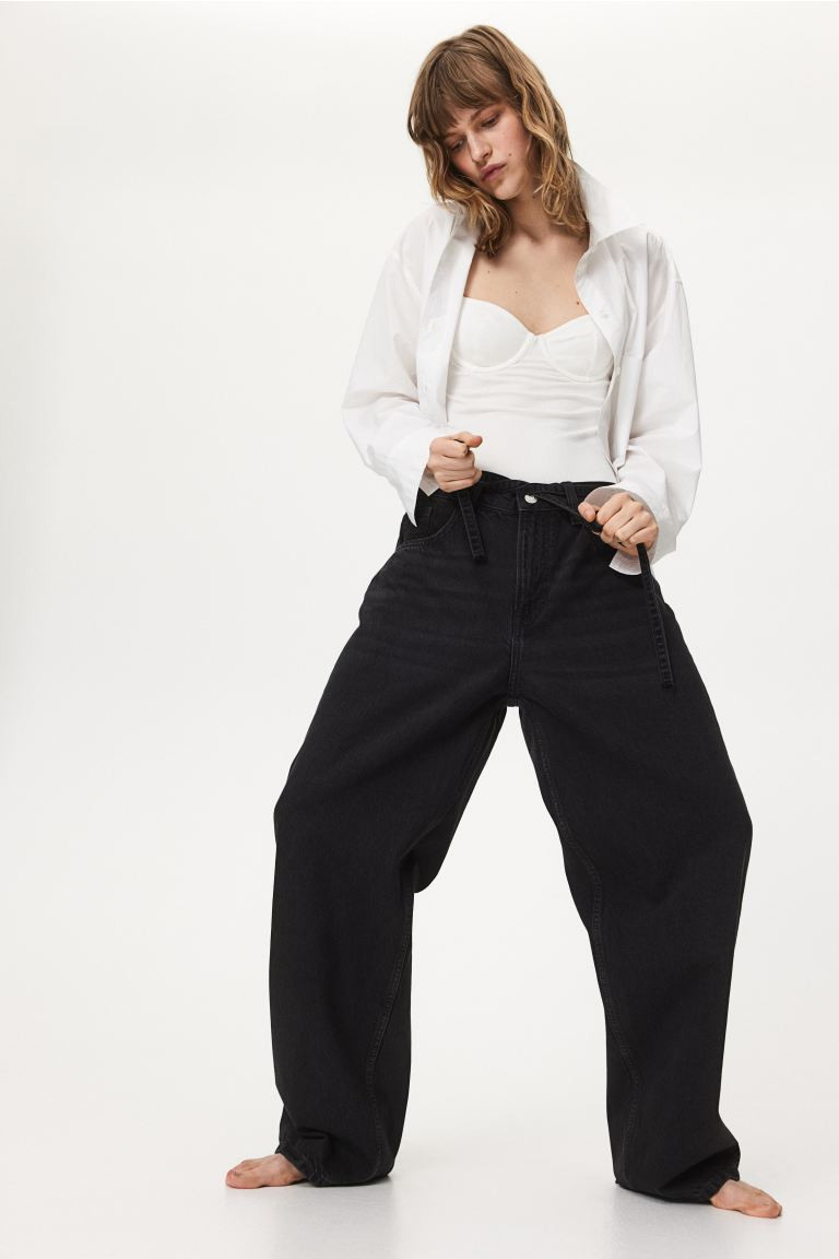 Super Baggy Low Jeans - Low waist - Extra-long legs - Black - Ladies | H&M US | H&M (US + CA)