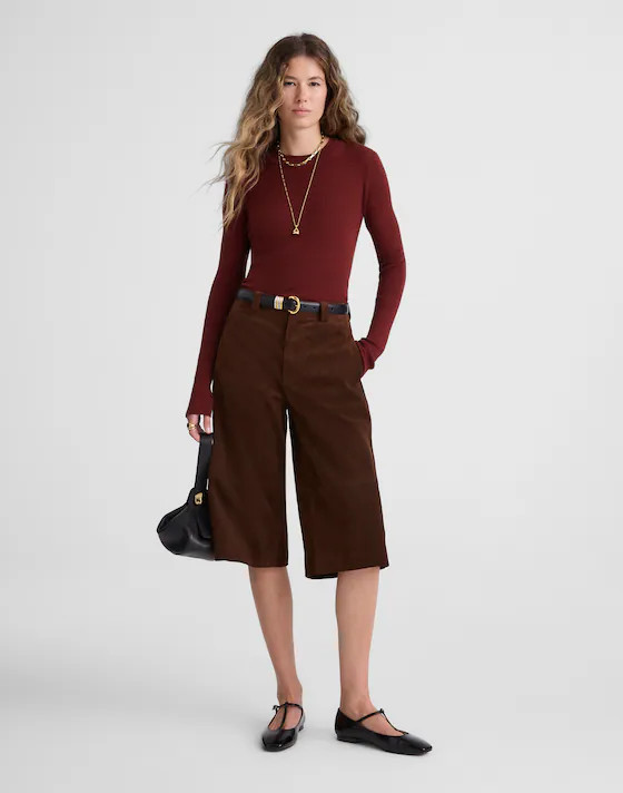 Double Layered Crewneck in Merino-Silk Blend | Madewell