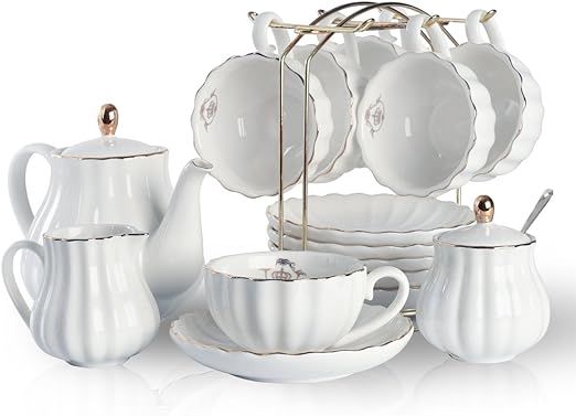 Sweejar Home Service à thé en porcelaine avec tasses et soucoupes Motif famille royale 225 ml b... | Amazon (FR)