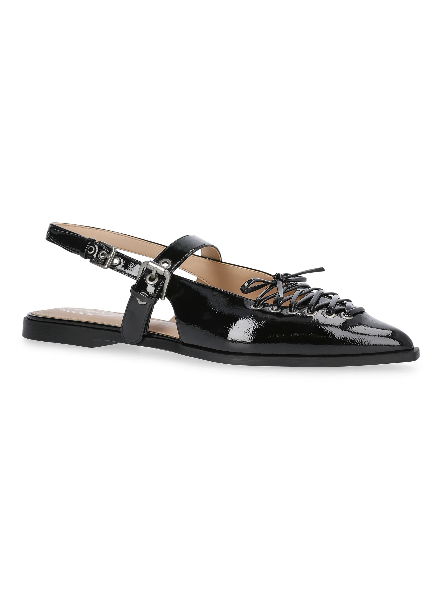 Scoop Women's Patent Faux Leather Corset Flats - Walmart.com | Walmart (US)