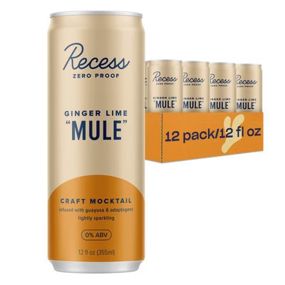 Recess Zero Proof Craft Mocktails, Alcohol Free, Ginger Lime "Mule" - 12 Fl Oz Can (Pack of 12) | Target