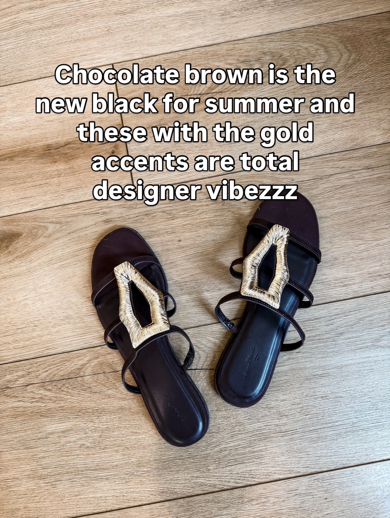 These chocolate brown sandals are giving elevated designer energy without the designer price tag. The gold details make them feel so chic, and they are the perfect summer neutral to pair with dresses, denim, linen sets, and everyday basics.

brown sandals, chocolate brown trend, gold accent sandals, summer shoe trends, designer look for less, chic sandals, neutral summer style, vacation outfit essentials, everyday sandals, elevated basics, summer fashion finds, themominstyle

#LTKTravel #LTKSeasonal #LTKootd