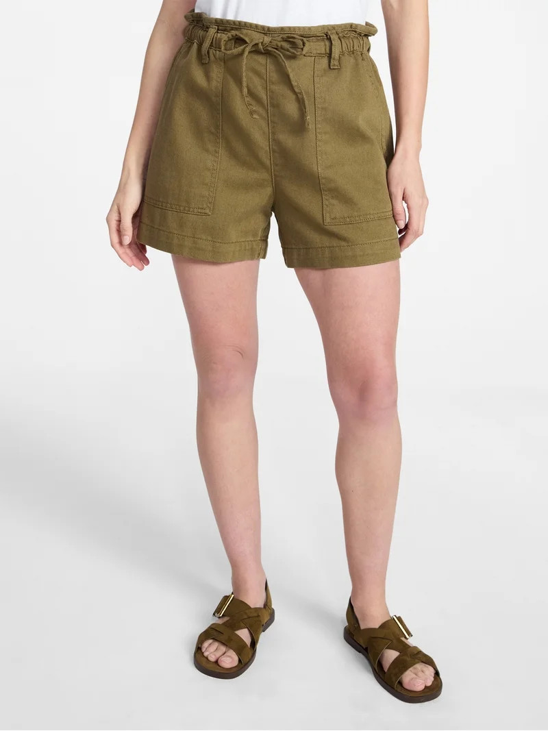 Time and Tru Women's Drapey Twill Utility Shorts, 4" Inseam, Sizes XS-XXXL | Walmart (US)