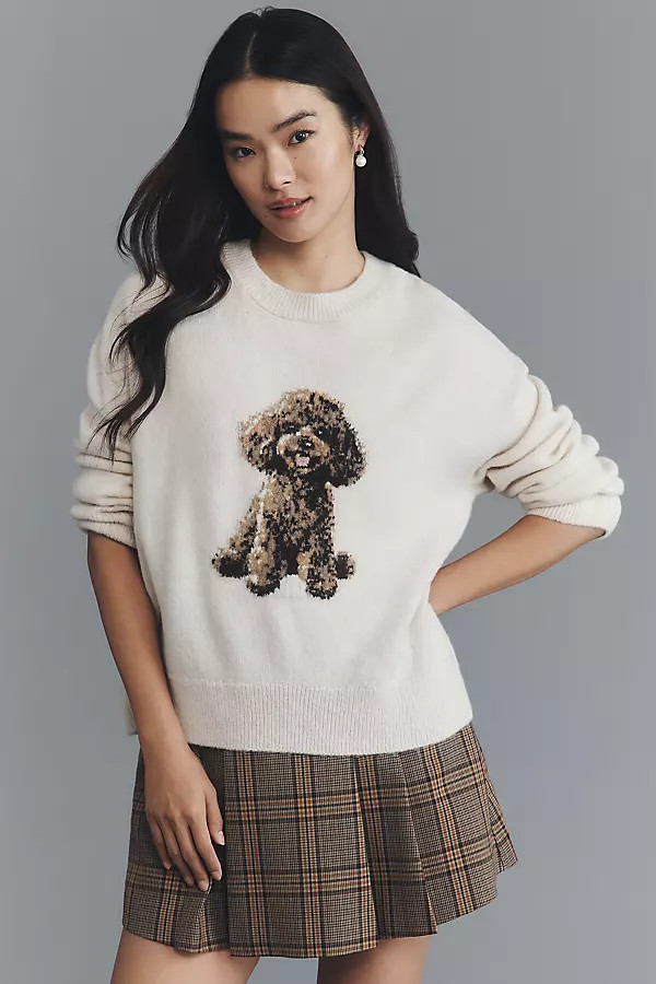 Crew-Neck Dog Icon Pullover Sweater | Anthropologie (US)