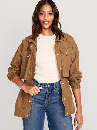 Mid-Length Utility Jacket for Women | Old Navy (US)