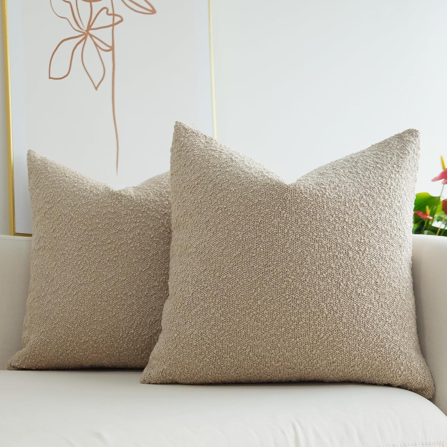 JOJUSIS Pack of 2 Textured Boucle Throw Pillow Covers Accent Solid Pillowcovers Home Decor 20 x 2... | Amazon (US)