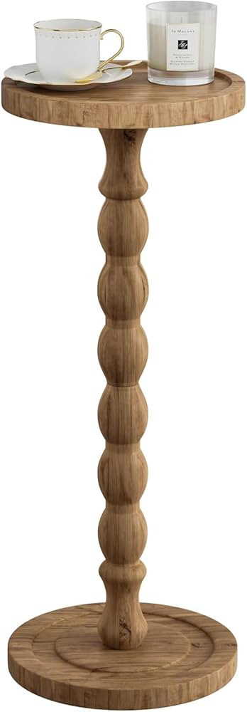 Small Side Table, Rubberwoo\u0064\u200c Drink Table for Small Spaces, Solid Wood Pedestal Coffee ... | Amazon (US)
