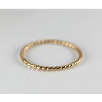 14K Solid Gold Twist Ring, Stacking Rope Twisted Dainty Christmas Gift | Etsy (US)