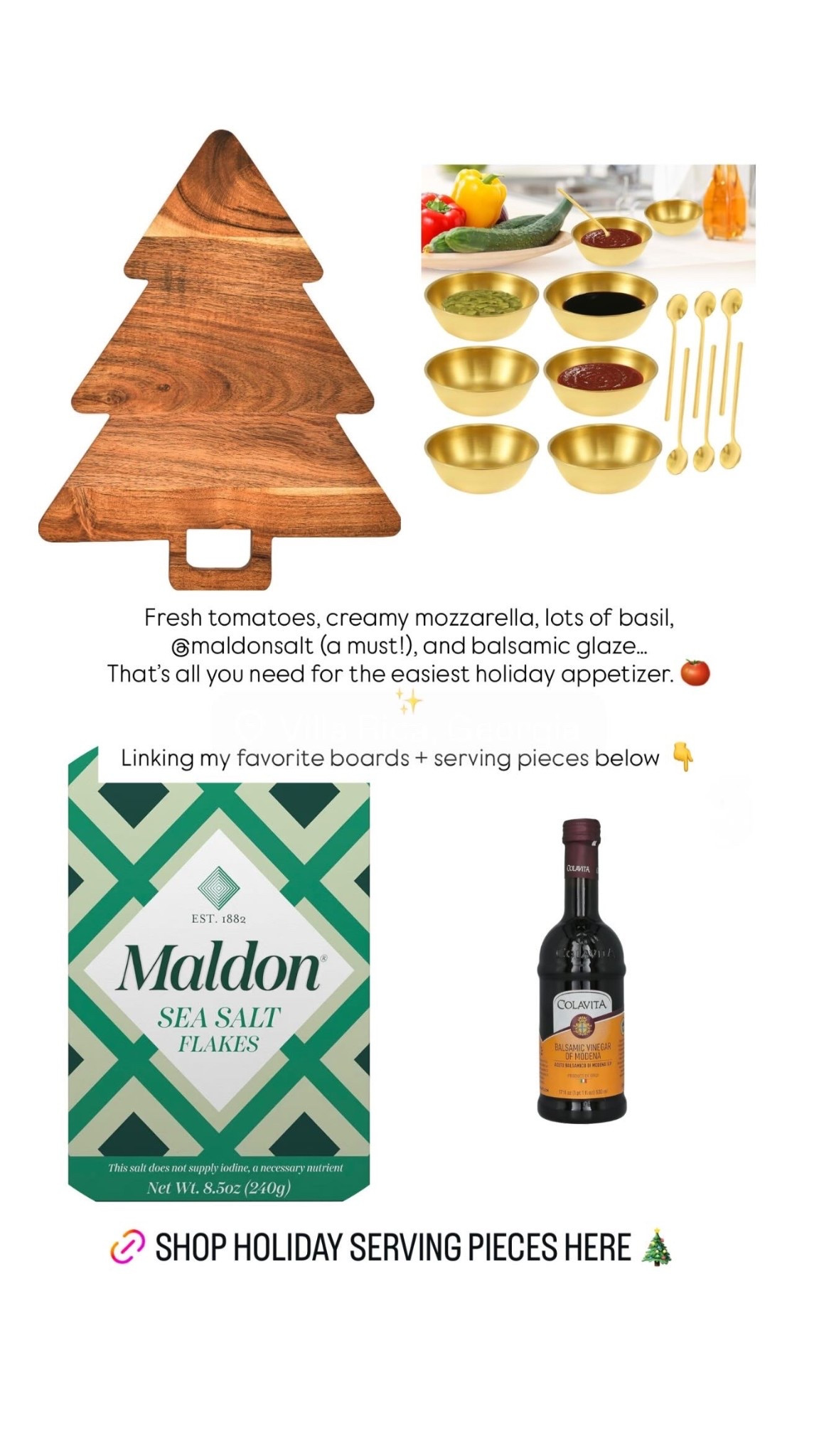 The easiest holiday appetizer you’ll ever make 🍅✨
Fresh tomatoes, mozzarella, basil, a sprinkle of Maldon salt (a must!), and balsamic glaze. Linking all my favorite boards + serving pieces to recreate this at home.

#HolidayHosting #EasyAppetizers #LTKHoliday #ChristmasKitchen #EntertainingMadeEasy #LTKHome #BoardsAndPlatters #HolidayRecipes #ChristmasEntertaining #LTKFinds #LTKKitchen #SouthernHomeCooking

#LTKHoliday #LTKfoodie #LTKHome