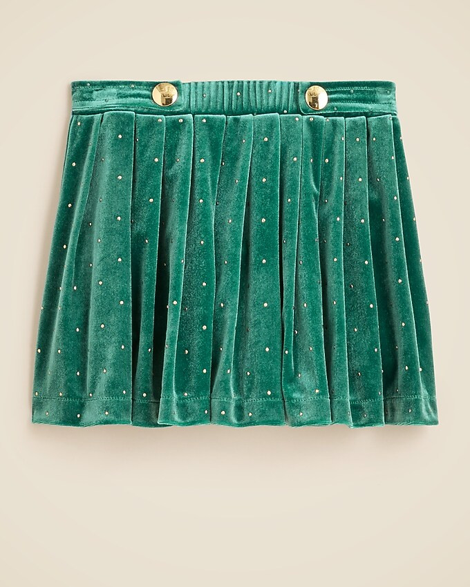 Girls' pleated studded velvet skirt | J. Crew US