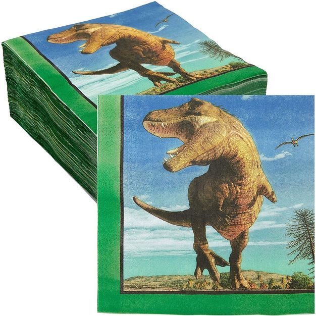 Blue Panda 150 Pack T-Rex Paper Napkins for Kids Dinosaur Birthday Party (6.5 x 6.5 In) | Target