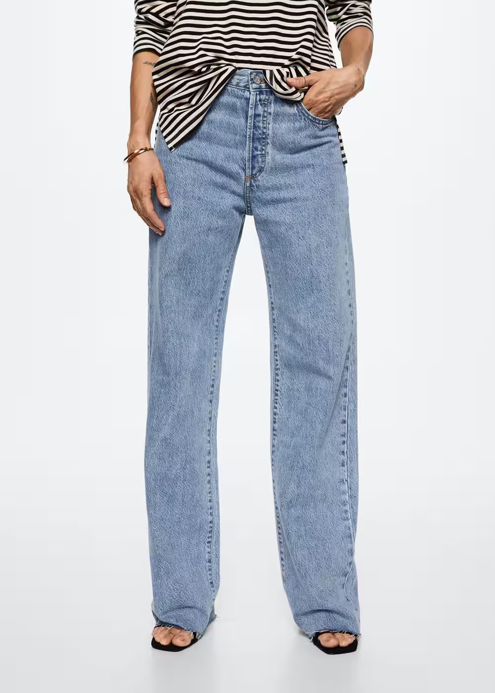High-rise wideleg jeans  -  Women | Mango USA | MANGO (US)