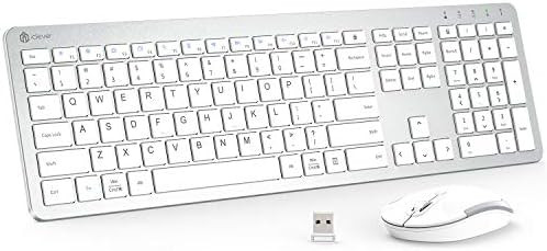iClever GK08 Wireless Keyboard and Mouse - Rechargeable Wireless Keyboard Ergonomic Full Size Des... | Amazon (US)