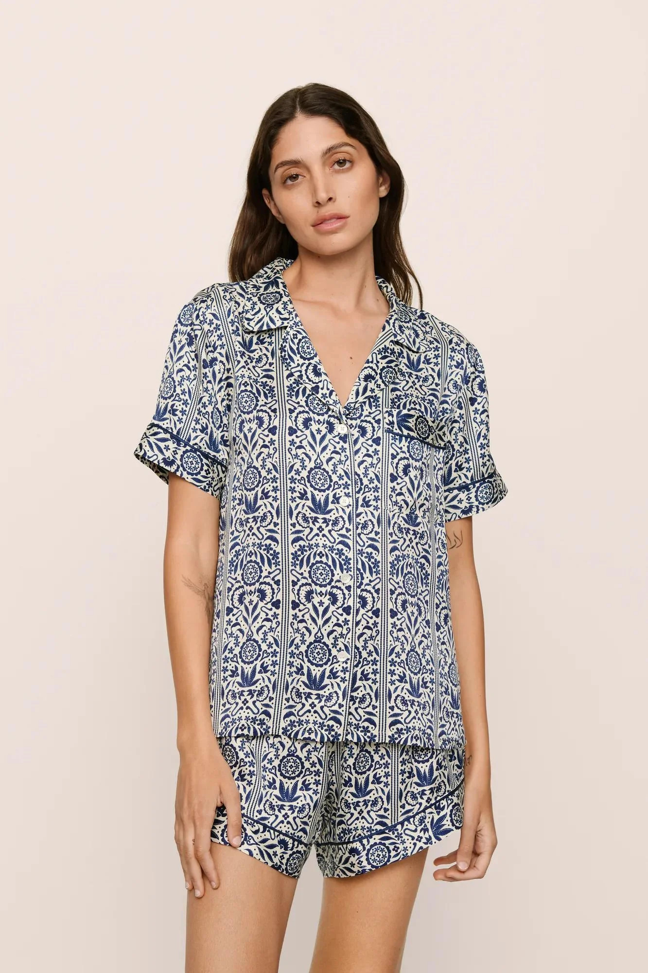 Eberjey x Casa Del Sol - Inez Washable Silk Printed Short PJ Set | Eberjey