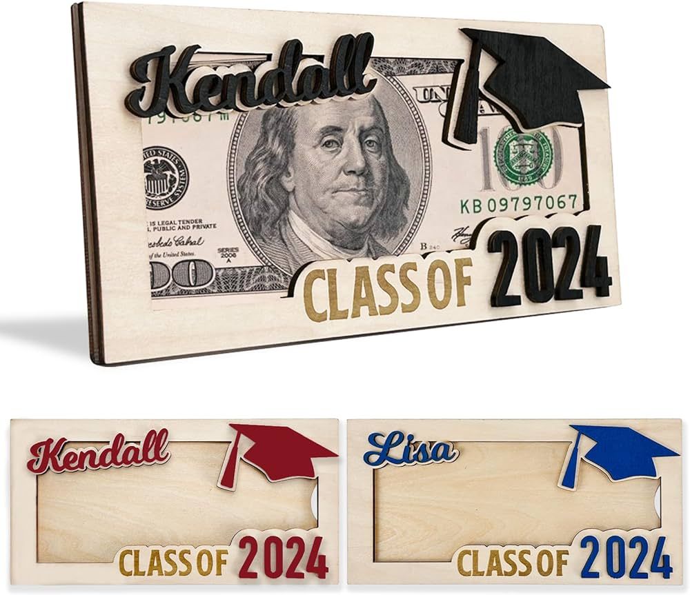 Personalized Wooden Graduation Money Holder Custom Graduation Card Box with Name Customize Cash H... | Amazon (US)