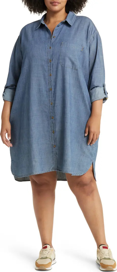 Roll Tab A-Line Chambray Shirtdress | Nordstrom