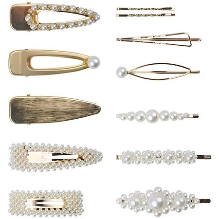 Pearl Hair Clips for Women - 12 Pack of Pearl Barrettes -Beautiful Bobby Pins and Pearl Hair Pin for Everyday Use Bridal Wedding Bridesmaids Great for Thick Regular or Silky Hair Types | Walmart (US)