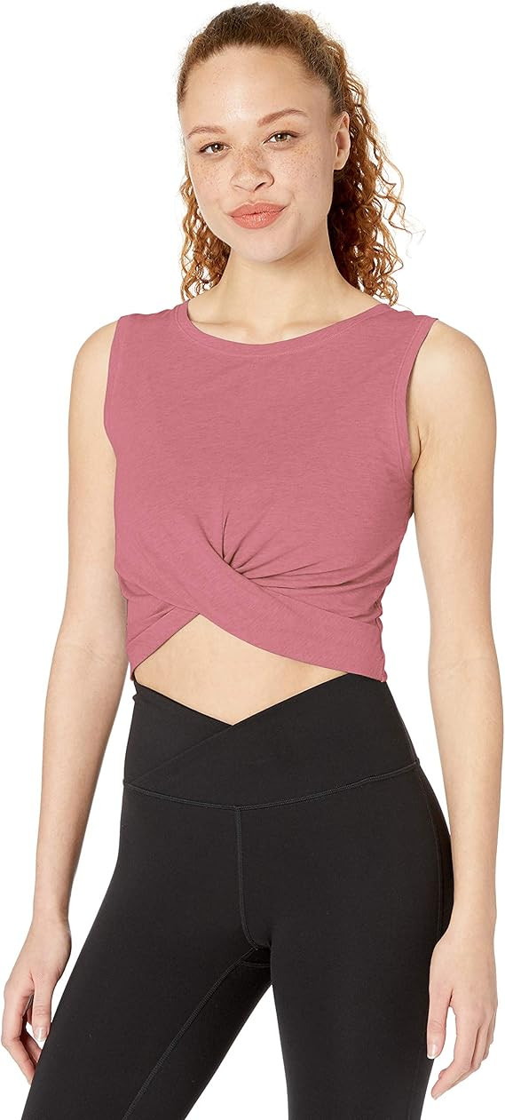 Amazon Essentials Women's Soft Cotton Knot Front Cropped Yoga Tank (Available in Plus Size) (Prev... | Amazon (US)