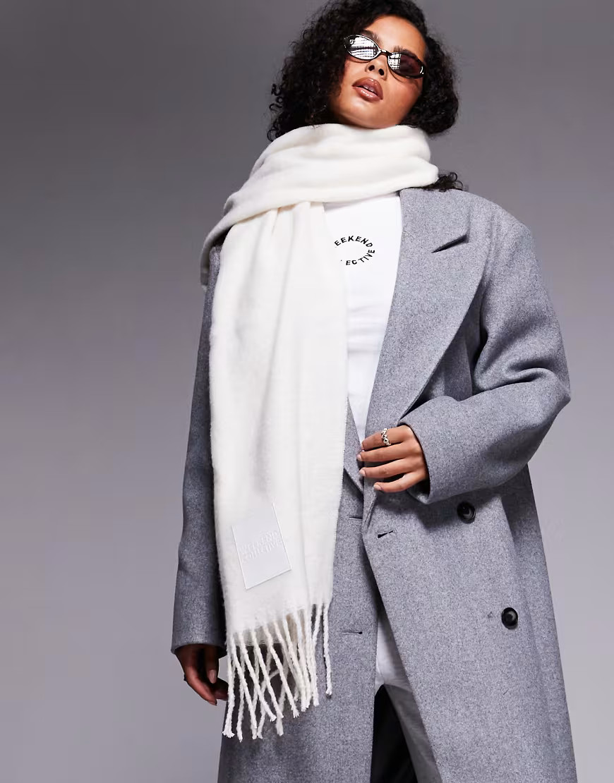 Weekend Collective fluffy scarf in white | ASOS (Global)