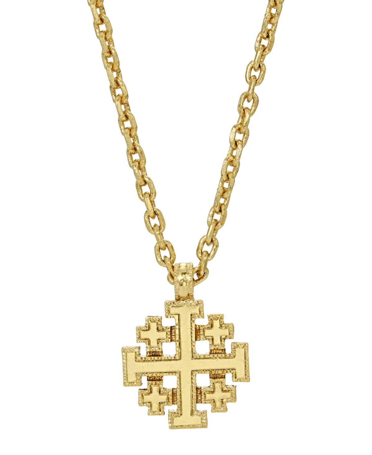 14K Gold-Dipped Jerusalem Cross Pendant Necklace - Yellow | Macy's