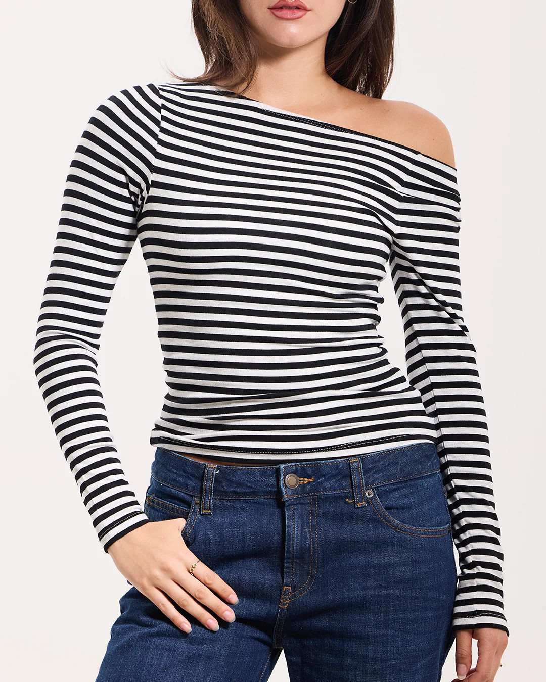 Striped Asymmetric Long Sleeve | Klassy