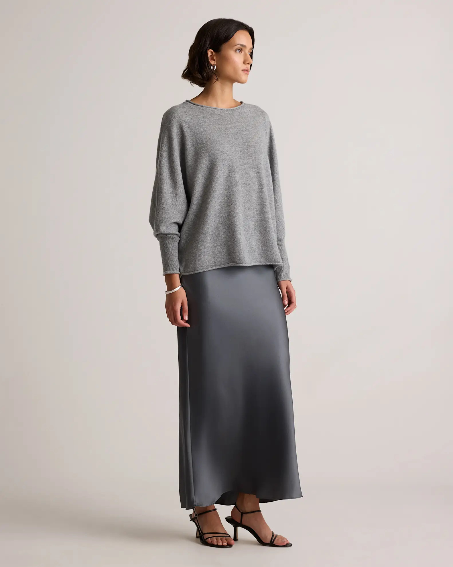 Cashmere Batwing Sweater | Quince in Heather Grey | Quince