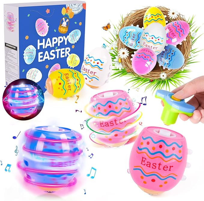 Vatos Easter Toys Eggs for Kids - 6 Pack Lighting & Spining & Singing Plastic Colorful Easter Toy... | Amazon (US)