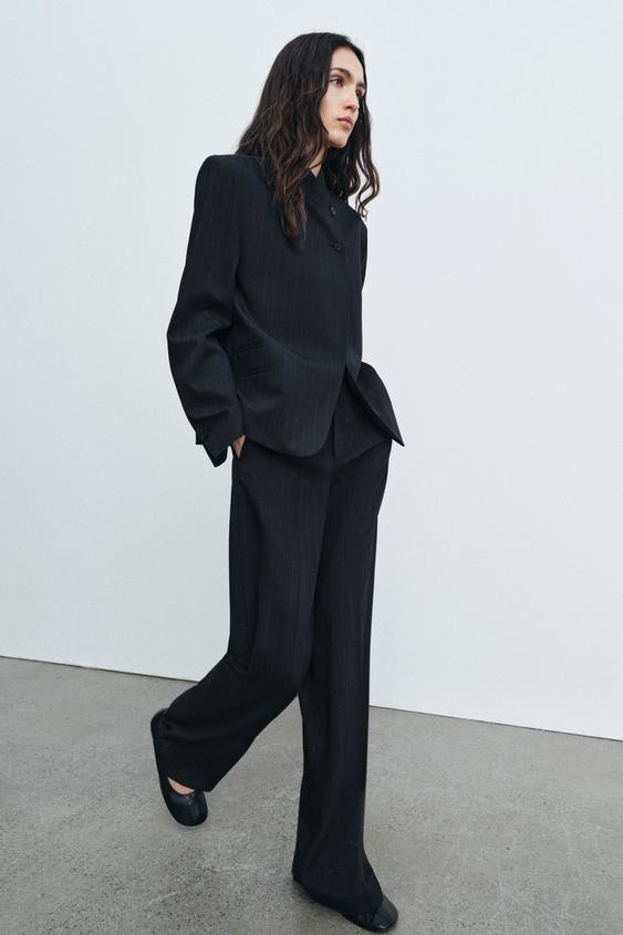 HIGH NECK PINSTRIPE BLAZER ZW COLLECTION | Zara UK