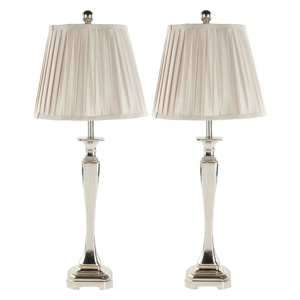 (Set of 2) 27"" Athena Table Lamp Champagne (Includes CFL Light Bulb) - Safavieh | Target