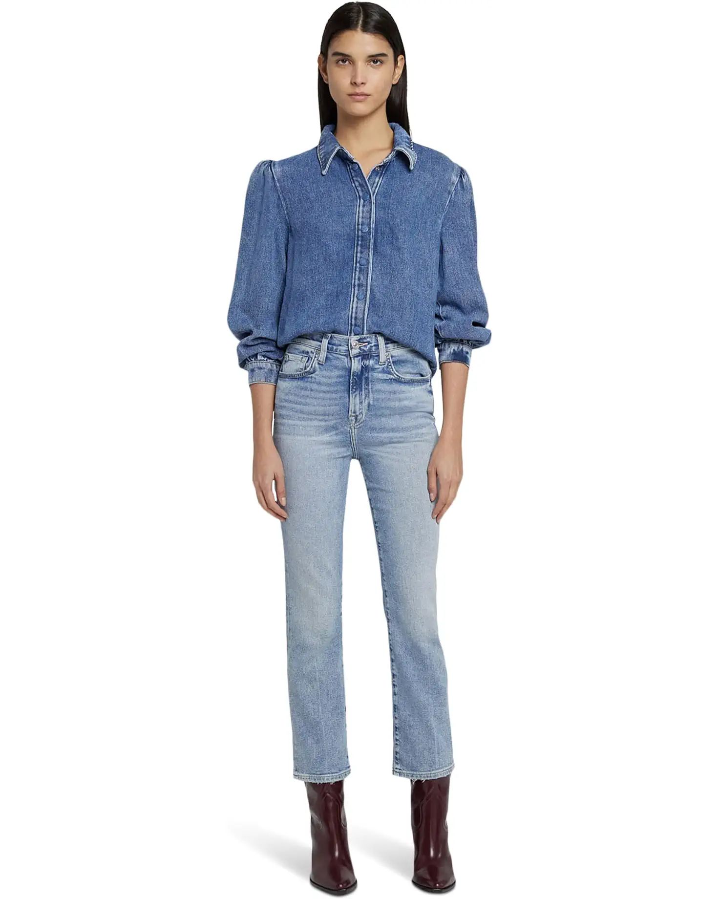 7 For All Mankind High-Waisted Slim Kick in Must | Zappos