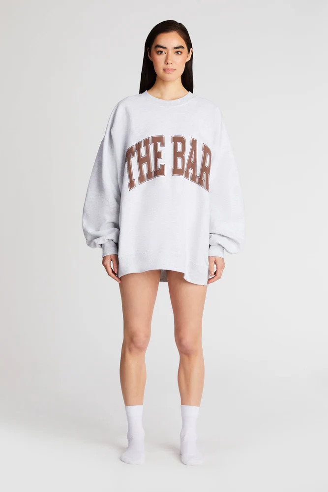 VARSITY SWEATSHIRT LT HEATHER GREY/CHOCOLATE | The Bar