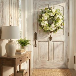 Faux White Floral Hopeful Greetings Wreath | Antique Farm House