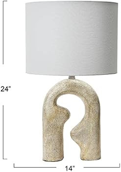 Creative Co-Op EC1273 Abstract Resin Linen Drum Shade, Natural Table Lamp, Bone | Amazon (US)