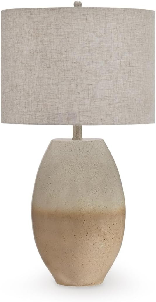 Signature Design by Ashley Linas Farmhouse Table Lamp with 3-Way Switch and Drum Shade, Beige | Amazon (US)