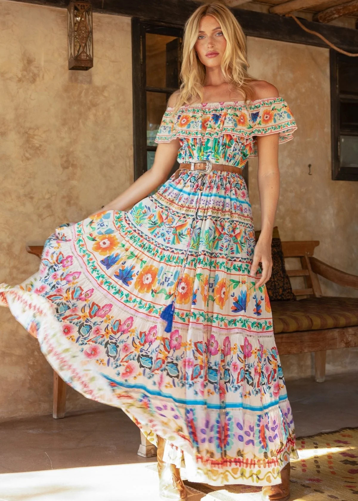 Off Shoulder Maxi Print Dress Yalla | outdazl
