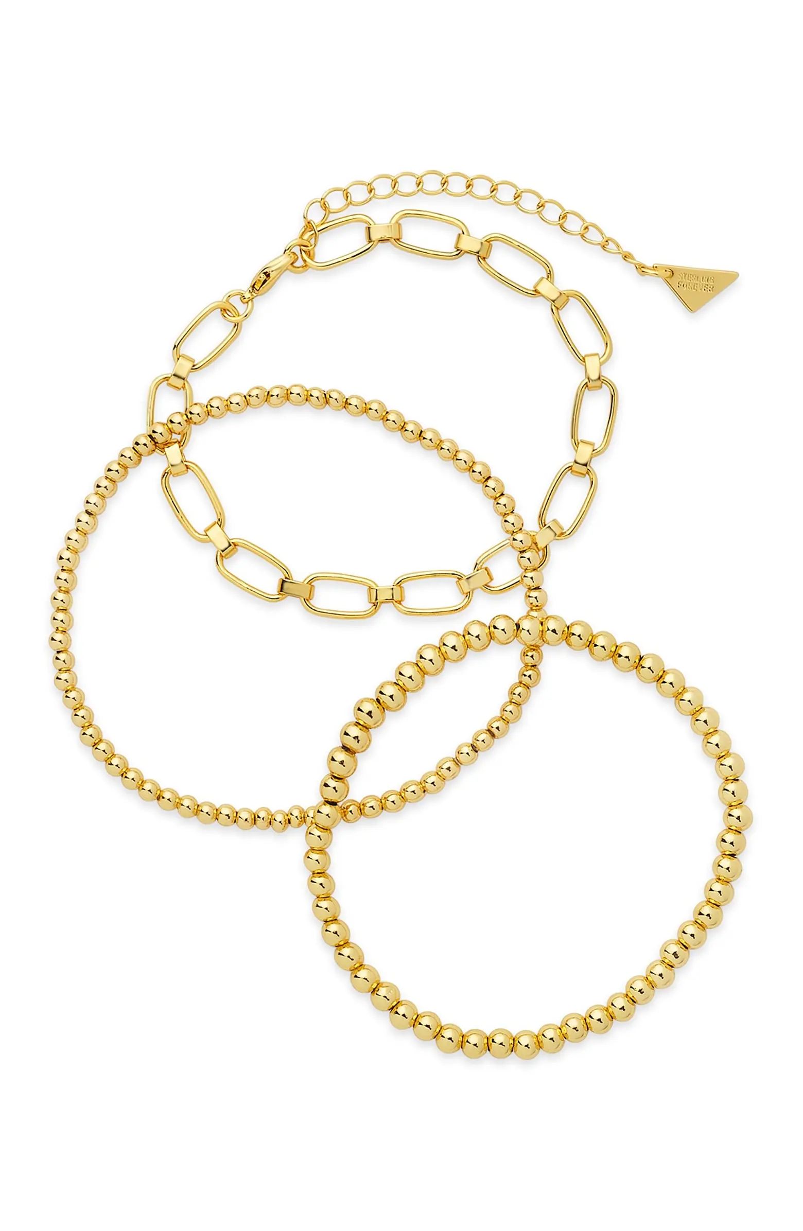 Bead & Link Bracelets - Set of 3 | Nordstrom Rack