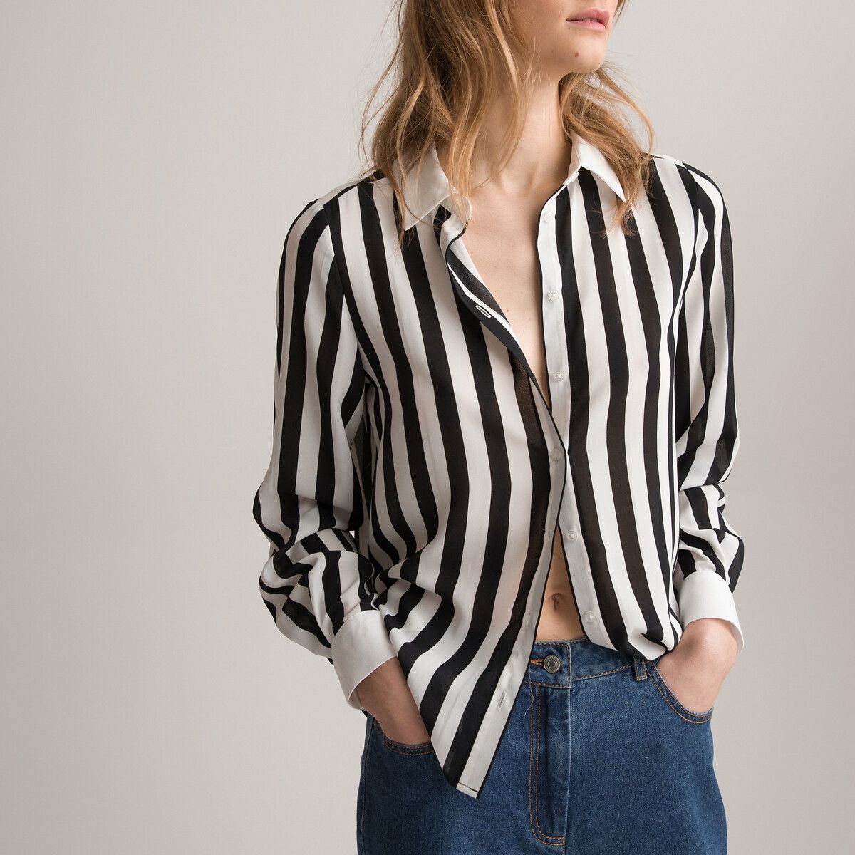 Striped Loose Fit Shirt with Long Sleeves | La Redoute (UK)