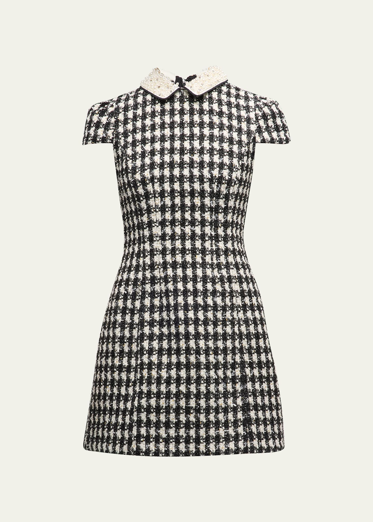 Alice + Olivia Velia Embellished Collar Tweed Mini Dress | Bergdorf Goodman