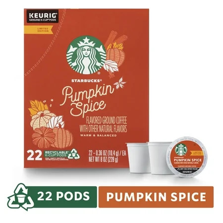 Starbucks Pumpkin Spice Flavored Single-Cup Coffee for Keurig Brewers Box of 22 K-Cup Pods | Walmart (US)