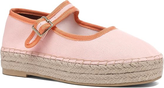 Women's Mary Jane Woven Espadrilles Ballet Flats for Women Outsole Canvas Summer Ballerina Flats. | Amazon (US)