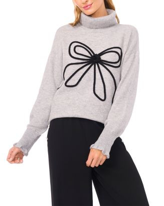 CeCe Embroidered Ribbon Turtleneck Sweater  | Bloomingdale's Women | Bloomingdale's (US)