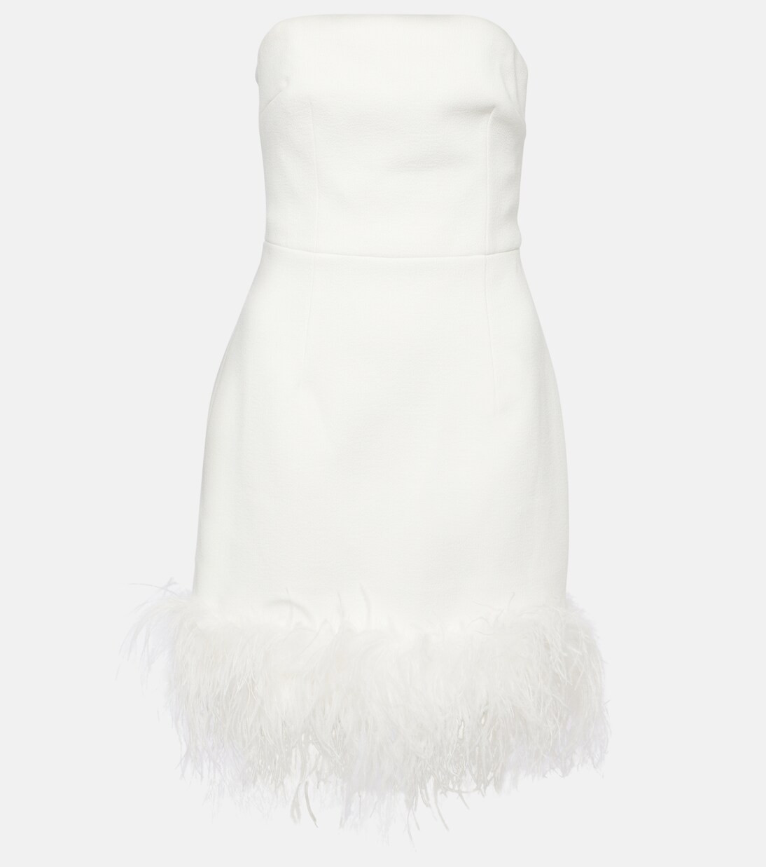 Bridal Evelyn feather-trimmed minidress | Mytheresa (UK)