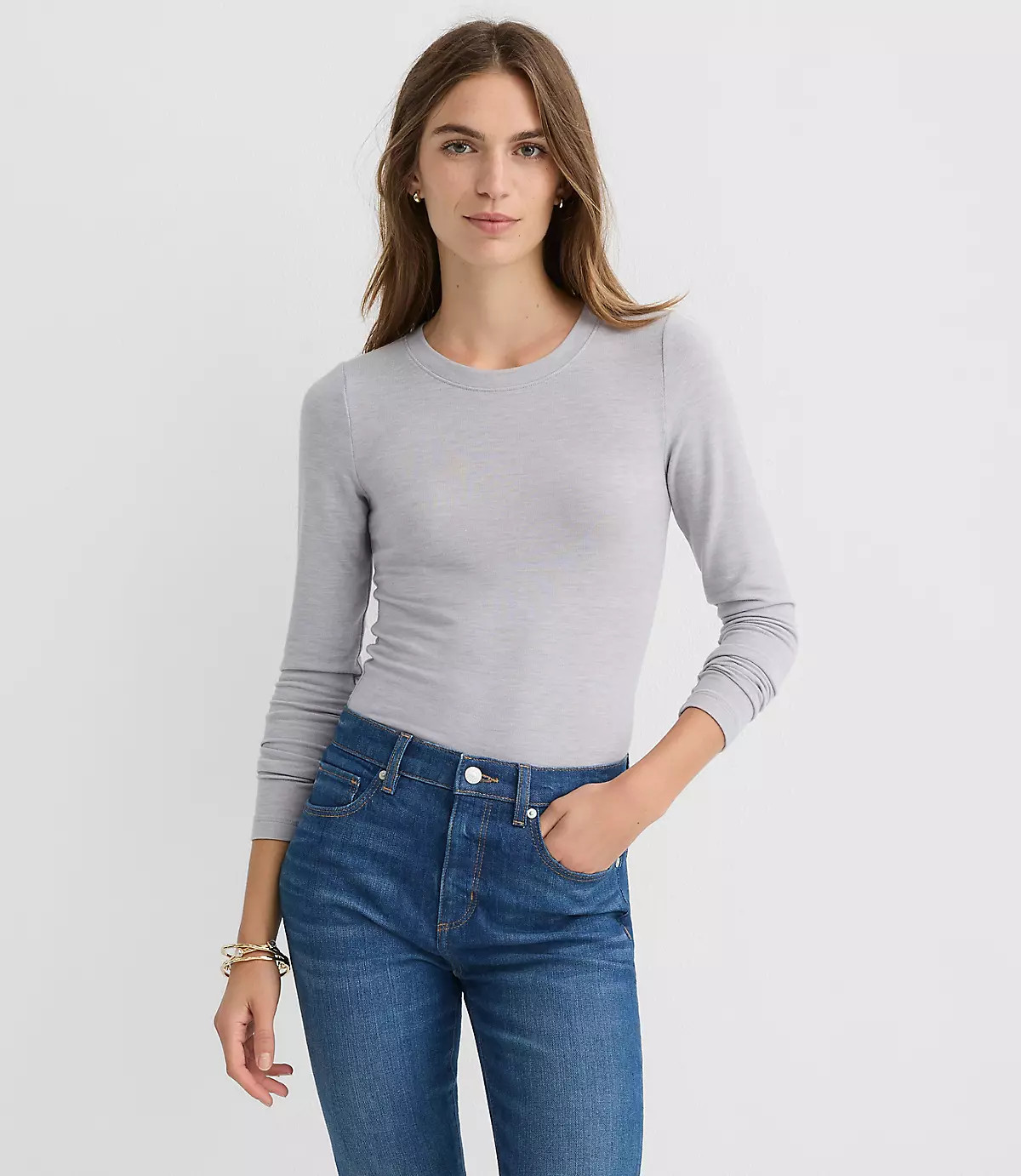 Sweater Knit Long Sleeve Tee | LOFT